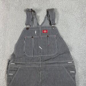 Dickies Bib Overalls Men's 38x34 Indigo White Hickory Stripe Regular Fit 83297HS